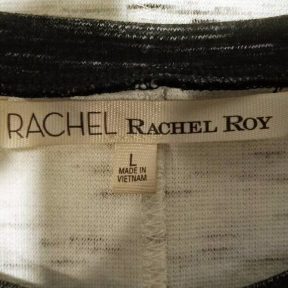 Rachel Roy B&W Heather Pattern Color Block LS Top - Picture 4 of 6